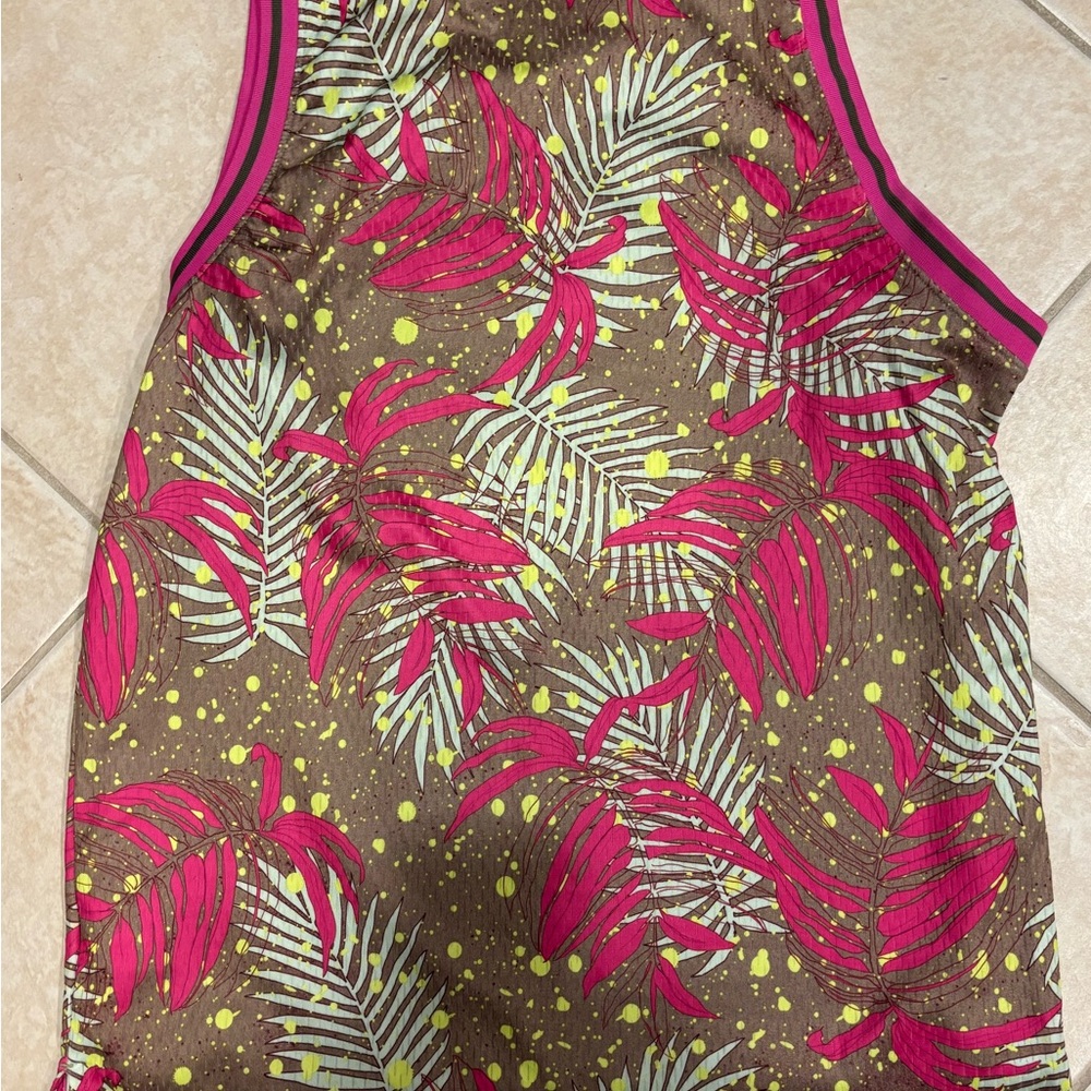 Jordan Pink and Brown Leaf Print adult Tank Top